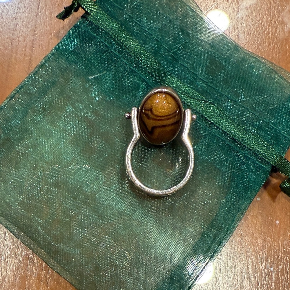 Free People Silver and Brown Stone Ring